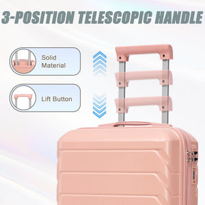 ABS 2-Piece Luggage Set with Spinner Wheels and Combination Lock - Pink