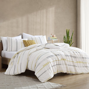 Ivory Cotton Comforter Cover Set with Decorative Pillows - King