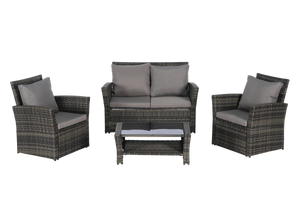 4 Pieces Outdoor Patio Furniture Sets Garden Rattan Chair Wicker Set