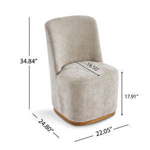 Indoor Dining Chair Set of 2 in Creamy Oatmeal Upholstered Fabric