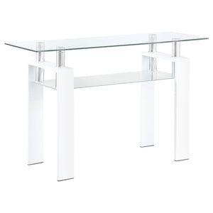 Dyer Rectangular Glass Top Entryway Sofa Console Table White