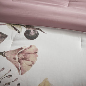 8 Piece Cotton Printed Comforter Set Blush Queen