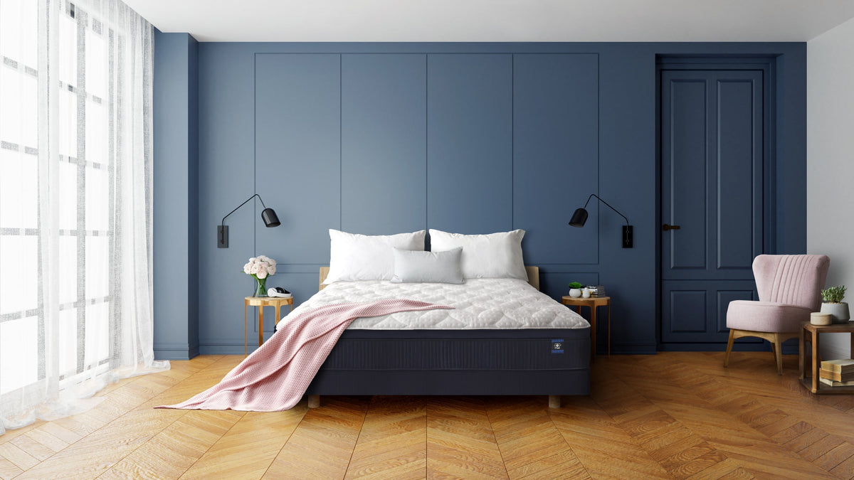 Hybrid Euro Top Mattress with Cooling Comfort - White & Blue