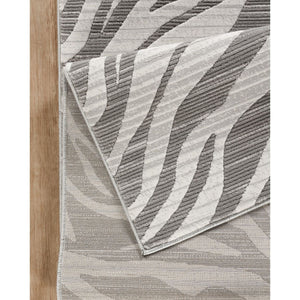 Geometric Area Rug with 3D Effect - Ivory / Gray