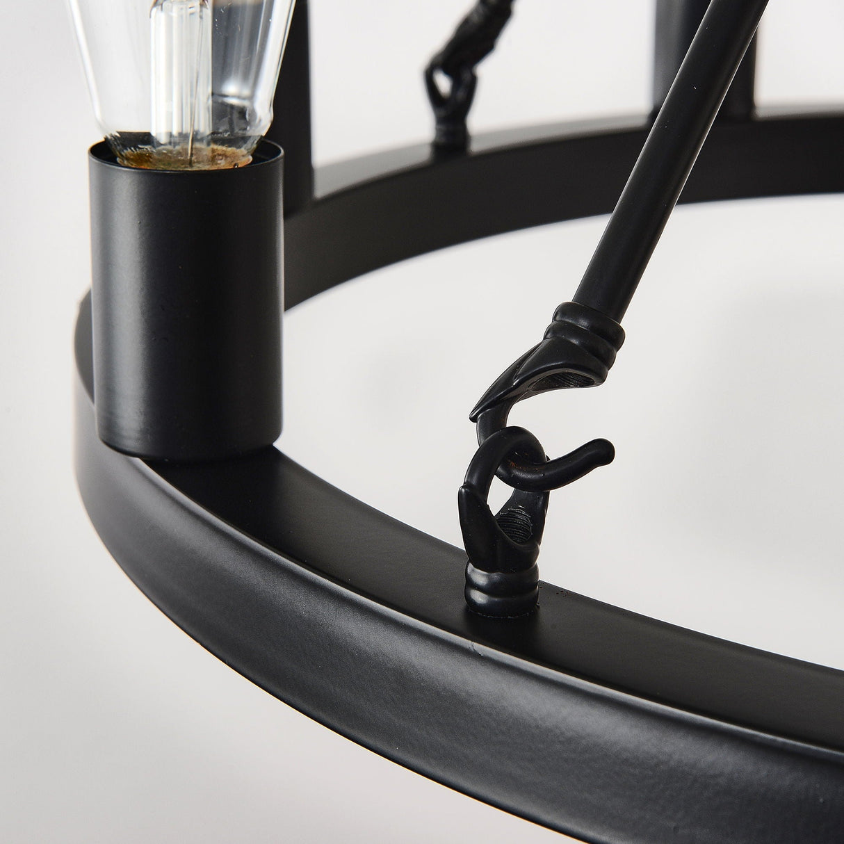 6 Light (No Bulbs) Wagon Wheel Chandelier Farmhouse Modern Small Round Chandelier For Living Room Kitchen Island Foyer Hallway Entryway Bedroom Dining Room Light Fixture Ceiling Hanging - Matte Black