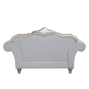 Pelumi - Loveseat With 5 Pillows - Light Gray Linen & Platinum