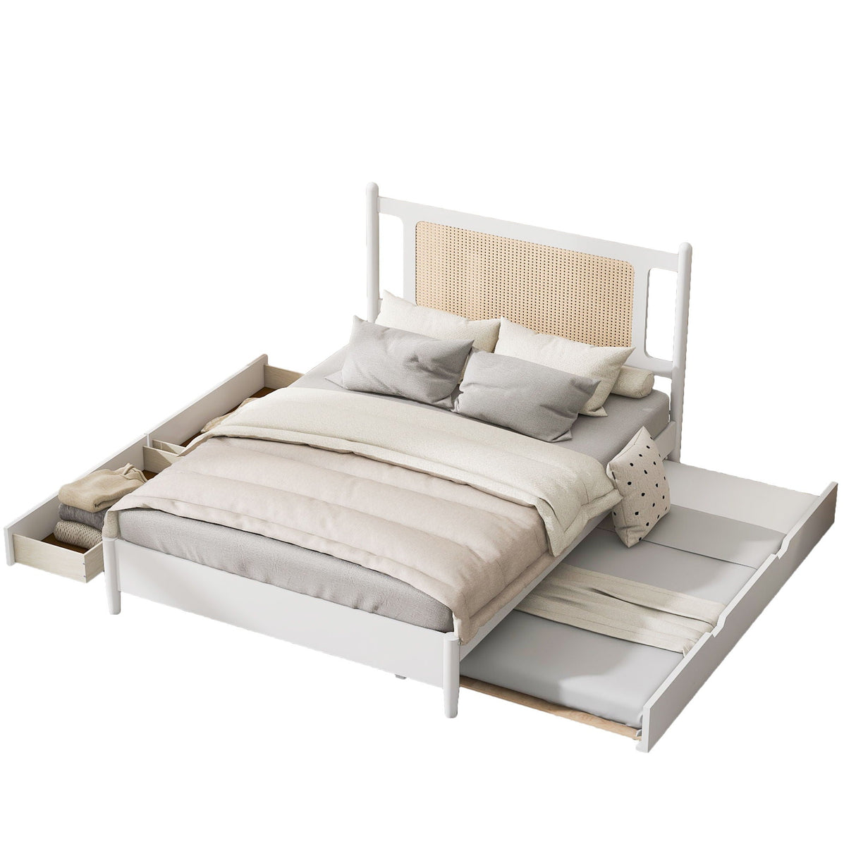 Platform Bed With 2 Big Drawers & Trundle
