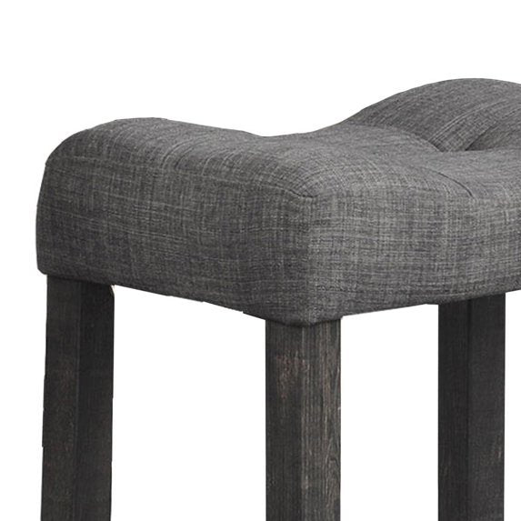 5 Piece Transitional Counter Dining Set36-inch Square Dining Table with 4 Tufted Counter Height StoolsCharcoal