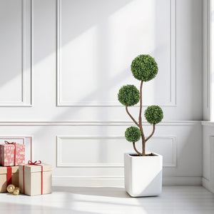 4FT Tall Artificial Boxwood Topiary Tree