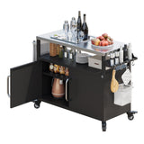 K&K 54.5' Outdoor Kitchen Island with Stainless Steel Tabletop and Storage