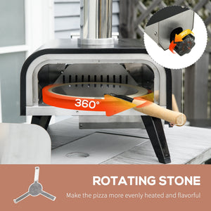 Outdoor Pizza Oven with 12" Rotating Stone - Stainless Steel