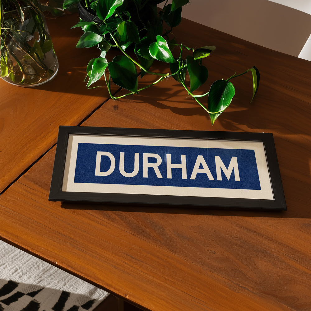 Framed Durham Blue Bus Scroll