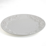 Pumpkin Leaf 20” Oval Platter, White Embossed Pumpkin Fall Harvest, Made in Italy