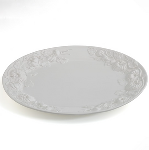 Pumpkin Leaf 20” Oval Platter, White Embossed Pumpkin Fall Harvest, Made in Italy
