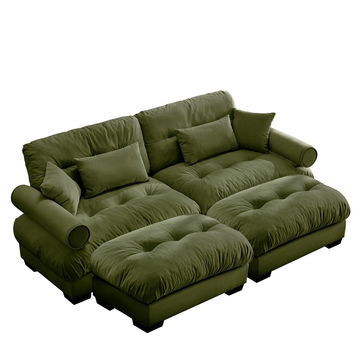 Oversized Modular Sectional Sofa with Movable Ottoman - Fabric, Multiple Colors