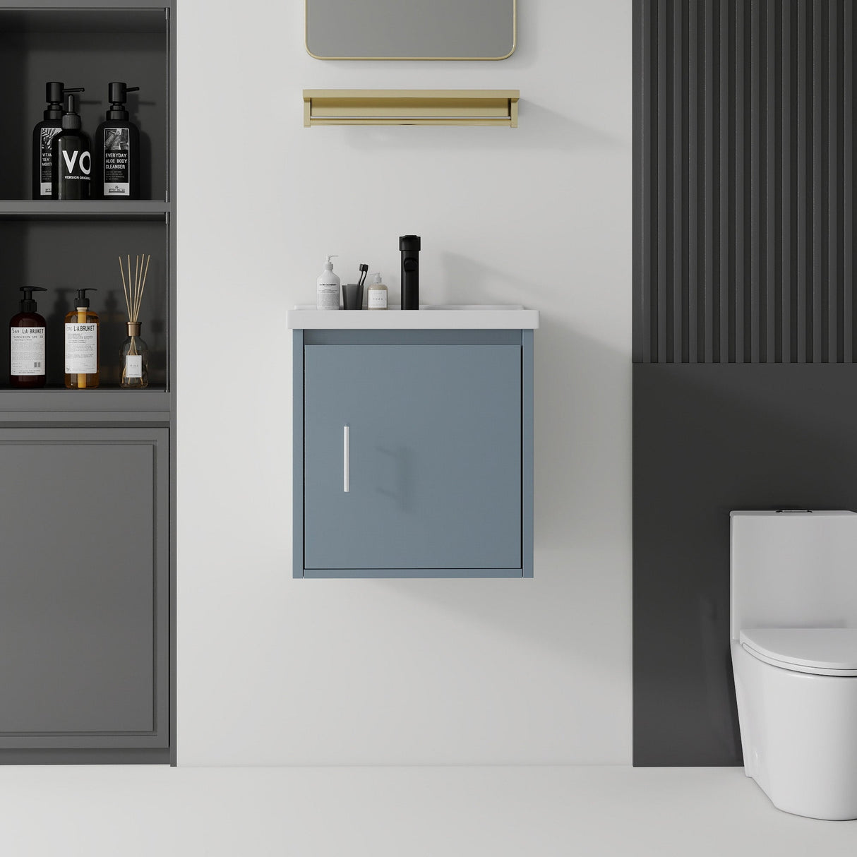 20 Inch Floating Bathroom Vanity with Sink, Soft-Close Door, Ceramic Sink, Plywood