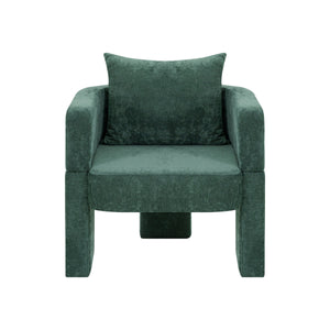 Modern 3-Leg Chenille Accent Chair with Ergonomic Arms & Removable Pillow