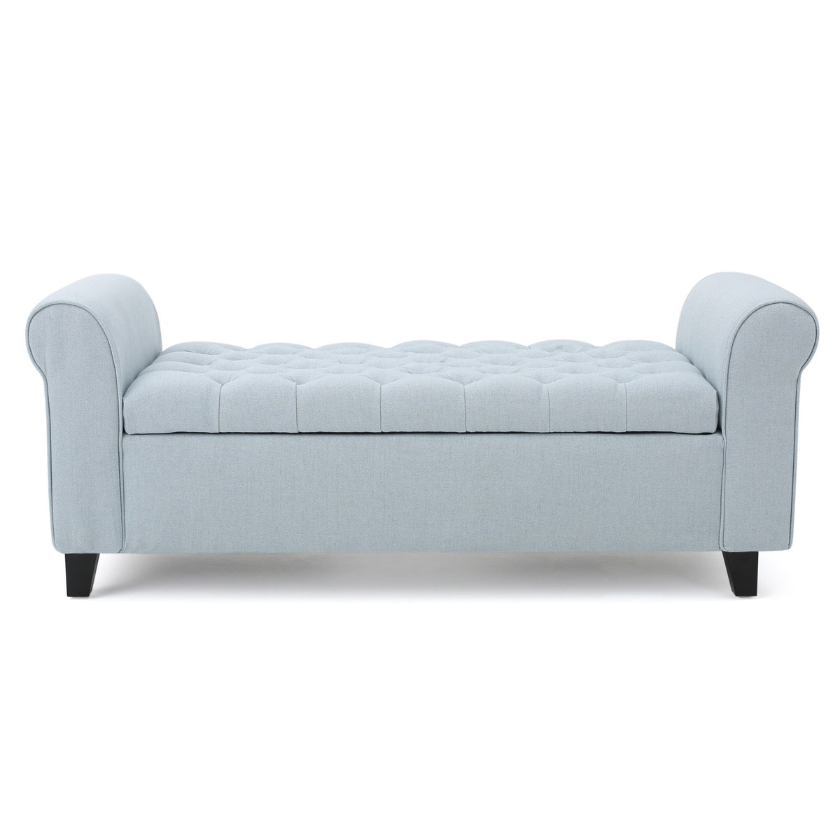 Hayes - Contemporary Armed Storage Bench With Rolled Arms And Button Tufting