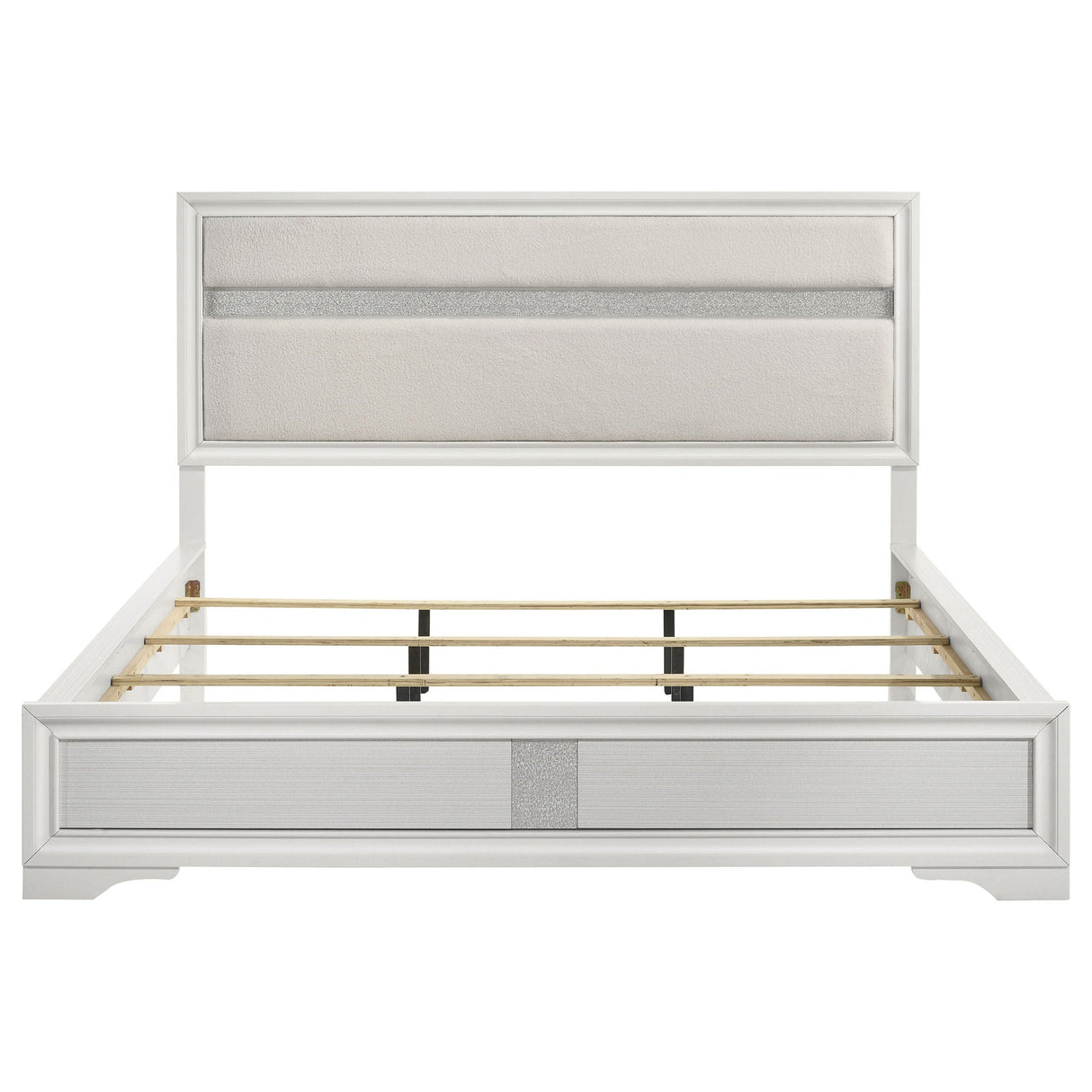 Miranda 54-inch Upholstered California King Panel Bed White