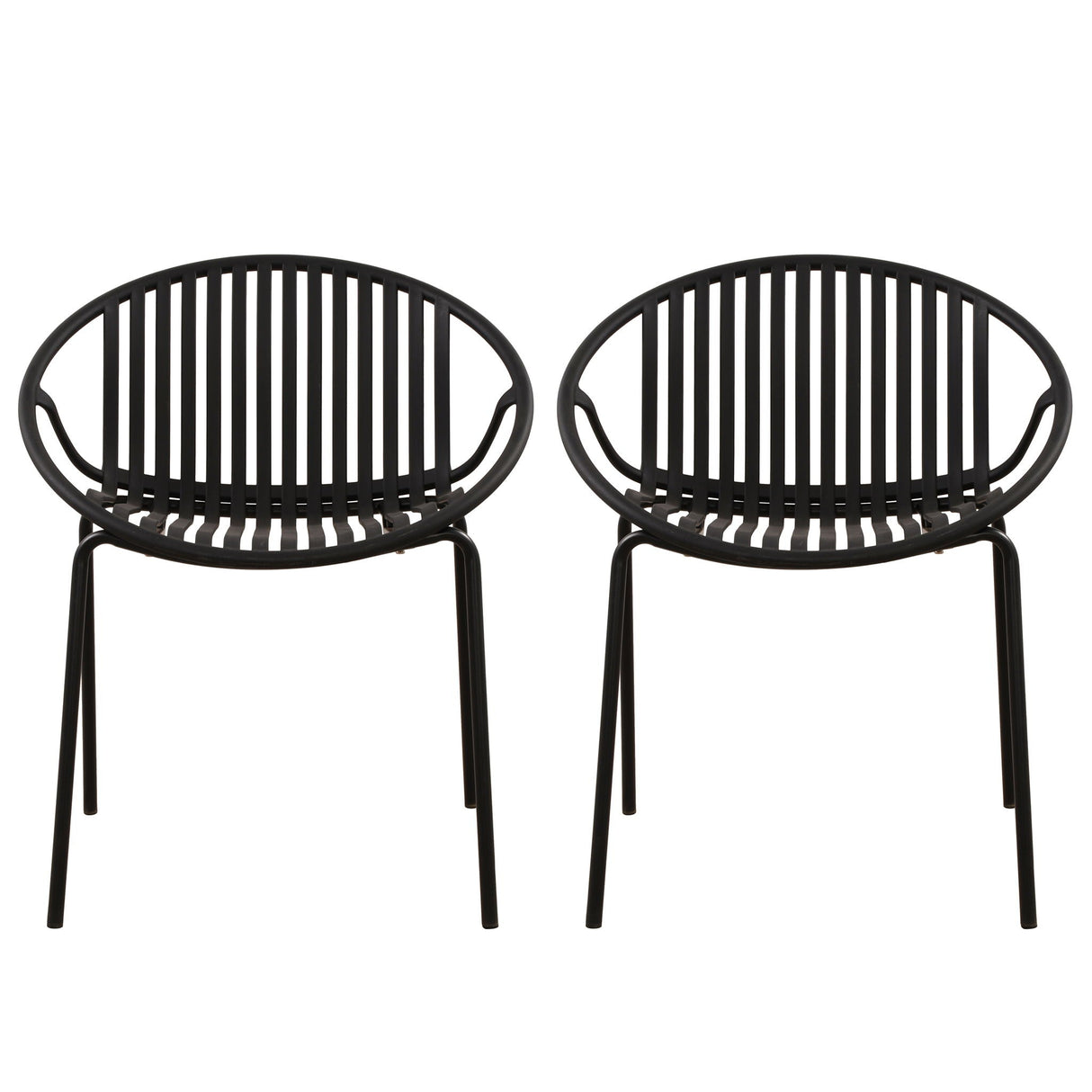 Stackable Outdoor Chairs With Breathable Plastic Backrest (Set of 2)
