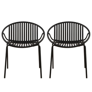 Stackable Outdoor Chairs With Breathable Plastic Backrest (Set of 2)