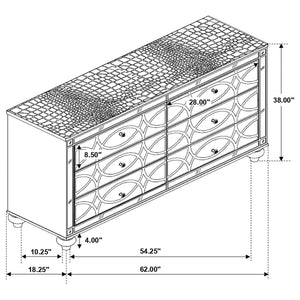 Arabesque - 6 Drawer Dresser - Silver