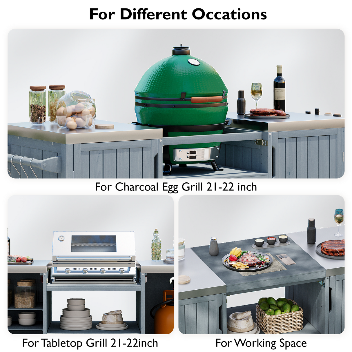 K&K 66.5" Outdoor Kitchen Island for Big Green Egg Grills