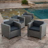 Outdoor Club Chair Set of 4 with Water Resistant Cushions