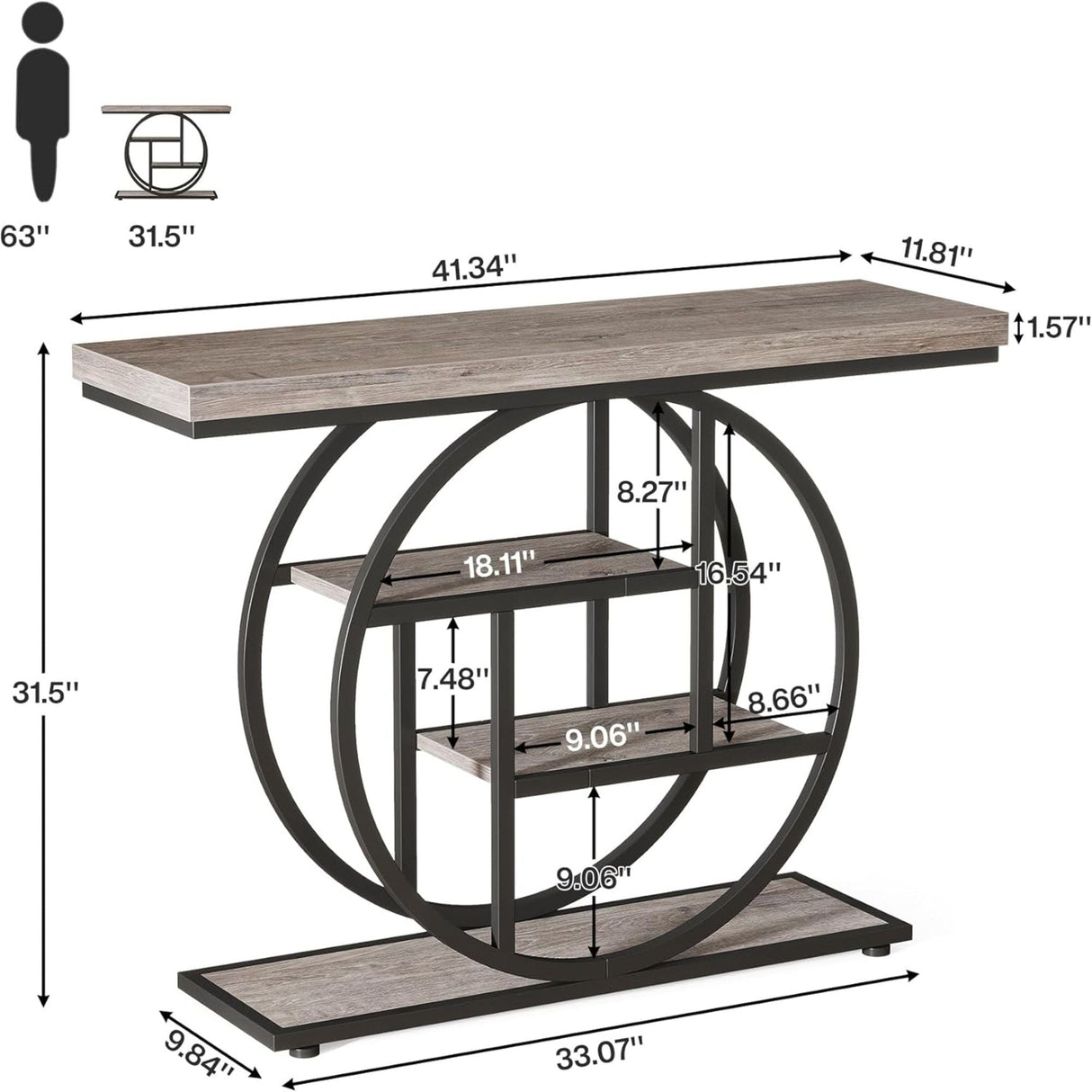 Console Table With 4-Tier Design For Living Hallway