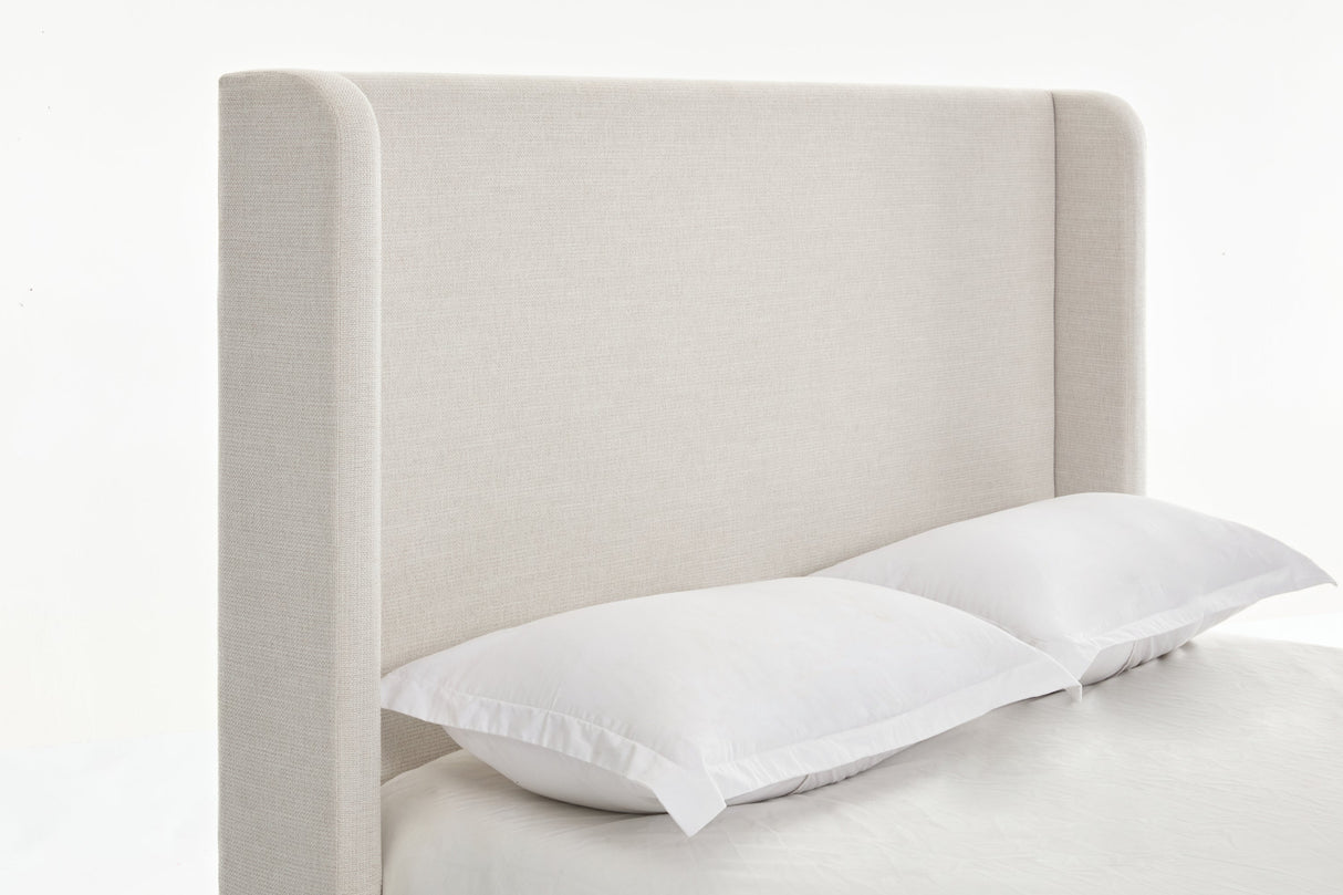Harper upholstered bed, 54" headboard, textured ivory canvas