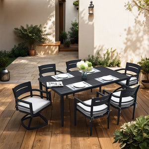 Outdoor Patio Dining Table With Tapered Feet & Umbrella Hole