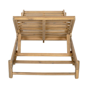 Light Teak Finish Acacia Wood Chaise Lounge Frame