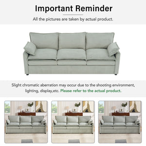 Modern 3 Seater Sofa With Side Storage Pockets For Living Room