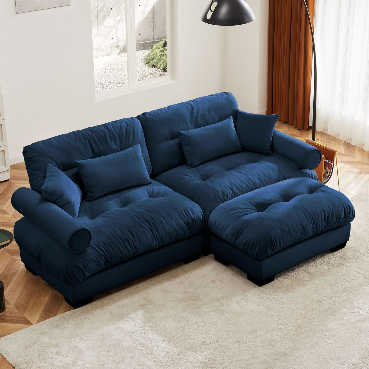 Oversized Modular Sectional Sofa with Movable Ottoman - Fabric, Multiple Colors