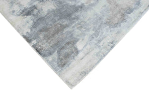 Hand Loom 5x8 Modern Abstract Ivory and Gray Viscose Rug