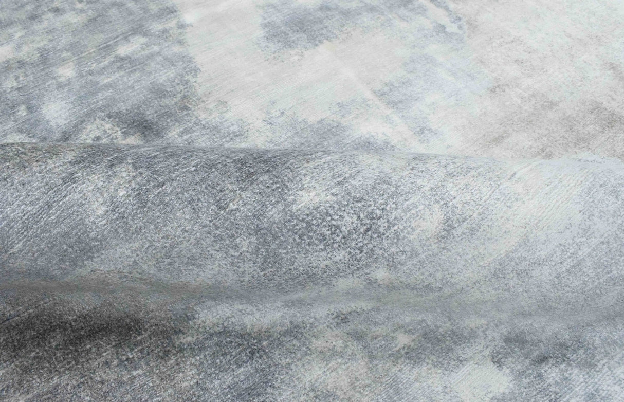 Hand Loom 5x8 Modern Abstract Ivory and Gray Viscose Rug
