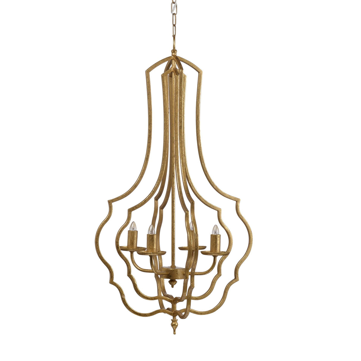 4 Light Chandelier With Adjustable Chain - Gold