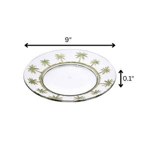 Palm Tree Design 9" Acrylic Dinner Plates with BPA-Free Material - Clear