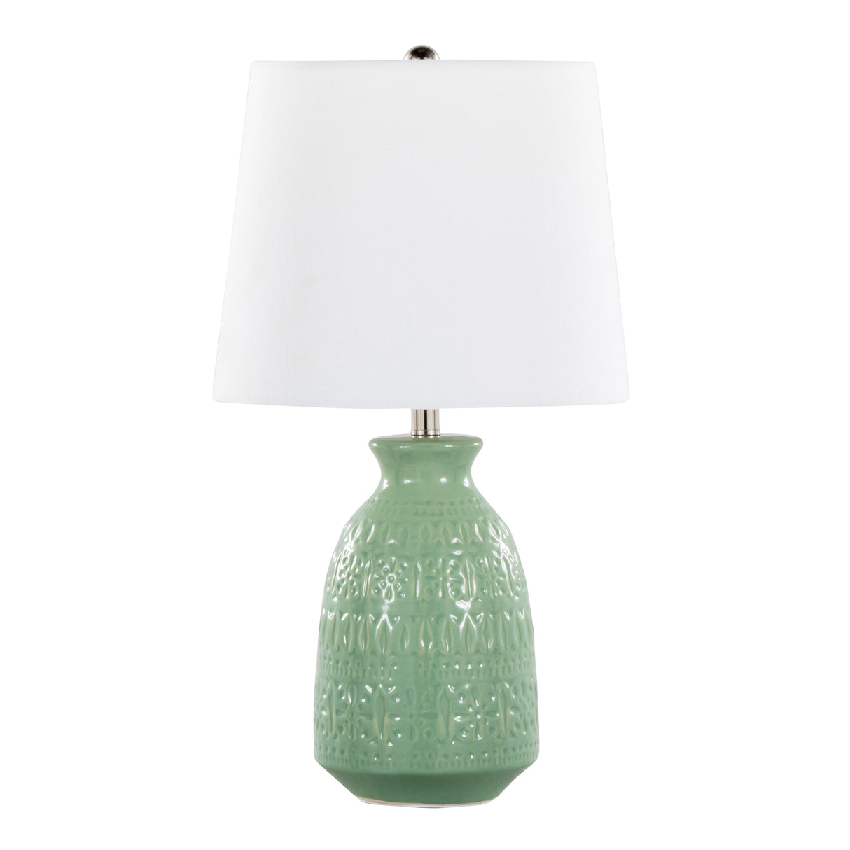Balconee 20" Ceramic Table Lamp with Vase Shaped Base and Textured Pattern, Set of 2