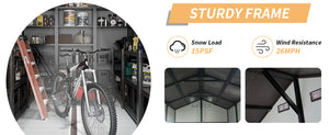 8x14 Ft Outdoor Resin Storage Shed with Windows