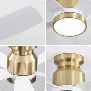 Flush Mount Ceiling Fan With LED Light 22W And Remote Control Blades / Body, DC Motor
