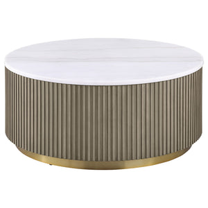 Jason 3-piece Round White Marble Coffee Table Set Greige