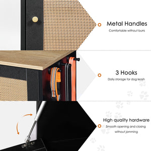 Feeding Station with 2 Lockers and Elevated Bowls Black