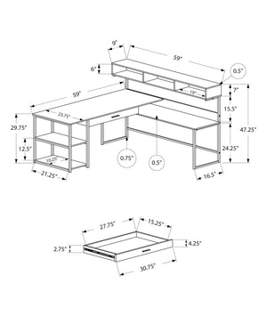 Computer Desk, Home Office, Corner, Storage Drawers, L Shape, Contemporary & Modern