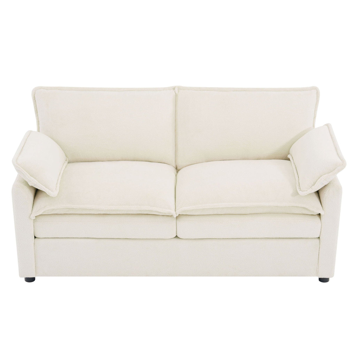 Modern Loveseat Sofa, Upholstered Couch With Side Storage Pockets