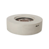 Modular circular concrete propane fire pit, light grey  50,000 btu