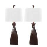Curvo 2-Piece Copper Bronze Polyresin Table Lamps with Linen Shade