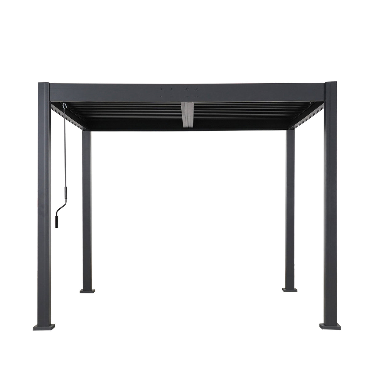 Byron Black Outdoor Pergola Aluminum with Adjustable Louvered Roof