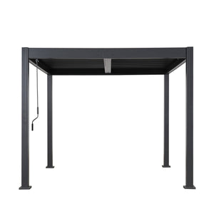 Byron Black Outdoor Pergola Aluminum with Adjustable Louvered Roof