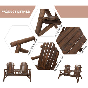 Outsunny 2-Seat Wooden Adirondack Chair